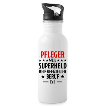 Pfleger Pflege Fun Lustiger Spruch Krank Geschenk - Trinkflasche mit integriertem Trinkhalm - Weiß - Rechts