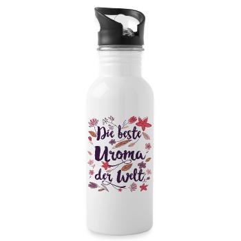 Uroma Ugroßmutter Geschenk - Trinkflasche mit integriertem Trinkhalm - Weiß - Rechts