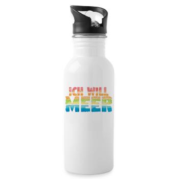Ich will Meer - Trinkflasche mit integriertem Trinkhalm - Weiß - Rechts