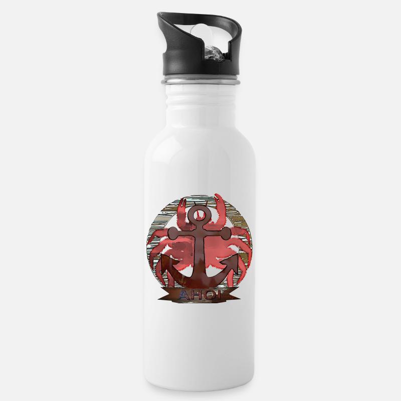 Maritim Krabbe - Trinkflasche mit integriertem Trinkhalm - Weiß