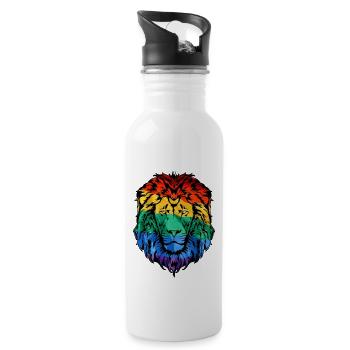 LGBT Regenbogen Flagge Liebe Transgender - Trinkflasche mit integriertem Trinkhalm - Weiß - Rechts