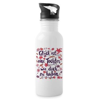 Tochter Geschenk für Töchter Geschenke - Trinkflasche mit integriertem Trinkhalm - Weiß - Rechts
