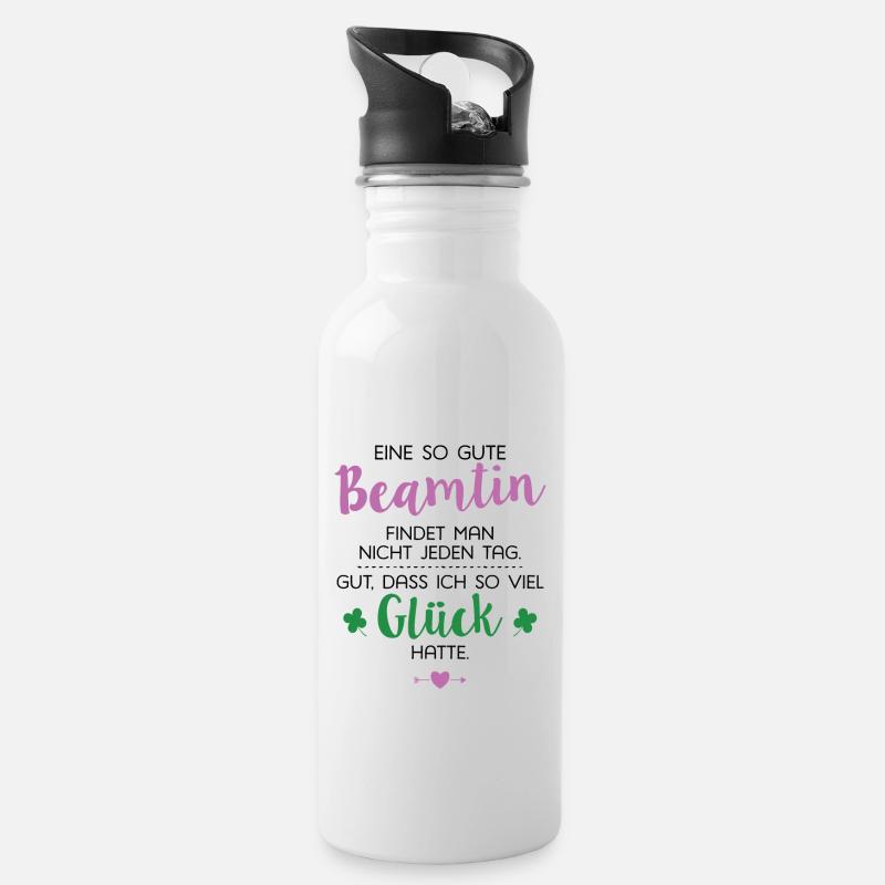 Ich hatte Glück Beamtin Geschenk Spruch - Trinkflasche mit integriertem Trinkhalm - Weiß