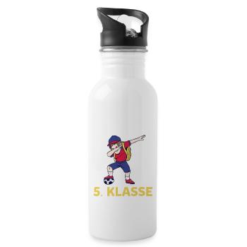 Aufstieg 5. Klasse Grundschule Schulkind Schüler F - Trinkflasche mit integriertem Trinkhalm - Weiß - Rechts