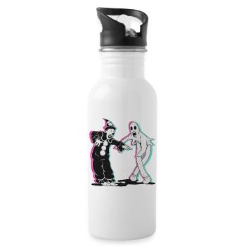 ghost and clown dancing - Water bottle with straw - white - Right