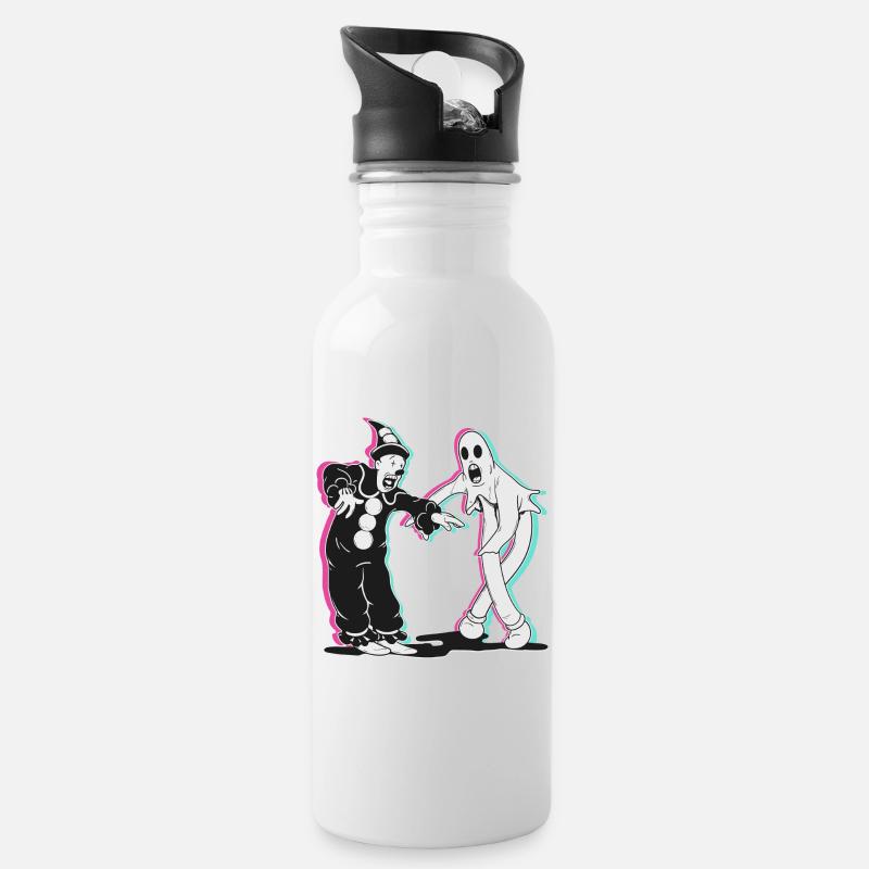 ghost and clown dancing - Water bottle with straw - white