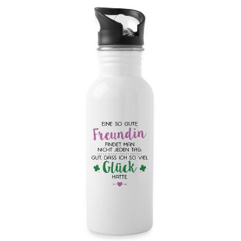 Ich hatte Glück Freundin Geschenk Spruch - Trinkflasche mit integriertem Trinkhalm - Weiß - Rechts