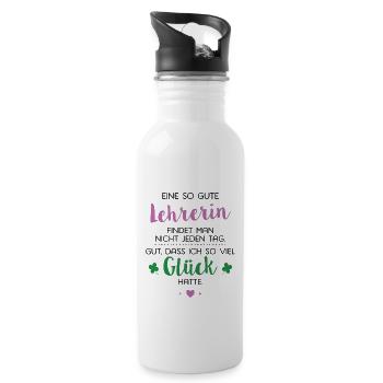 Ich hatte Glück Lehrerin Geschenk Spruch - Trinkflasche mit integriertem Trinkhalm - Weiß - Rechts