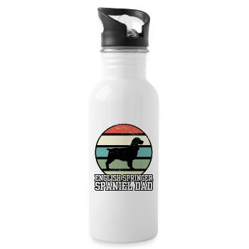 Deutsch Springer Spaniel Dad I Retro Spaniel Dad - Water bottle with straw - white - Right