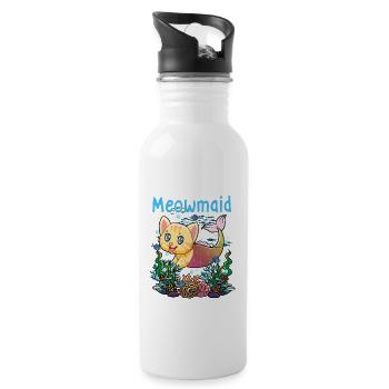 Meowmaid Shirt - Trinkflasche mit integriertem Trinkhalm - Weiß - Rechts