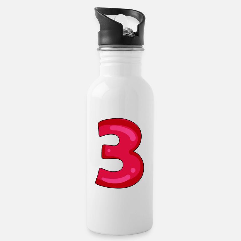 3 - Trinkflasche mit integriertem Trinkhalm - Weiß