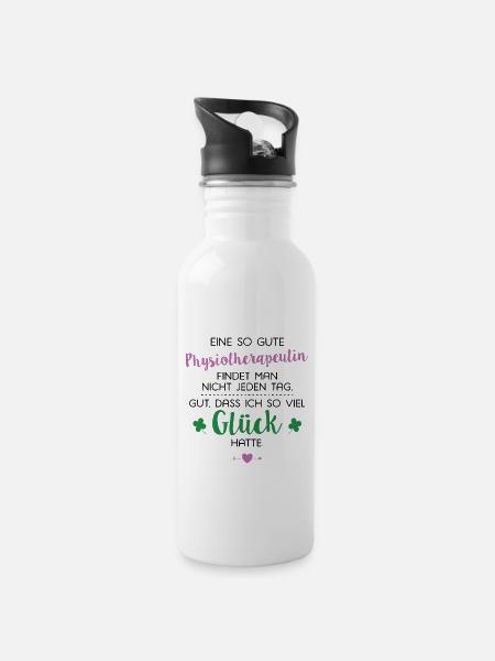 Ich hatte Glück Physiotherapeutin Geschenk Spruch - Trinkflasche mit integriertem Trinkhalm - Weiß