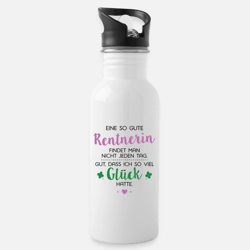 Ich hatte Glück Rentnerin Geschenk Spruch - Trinkflasche mit integriertem Trinkhalm - Weiß