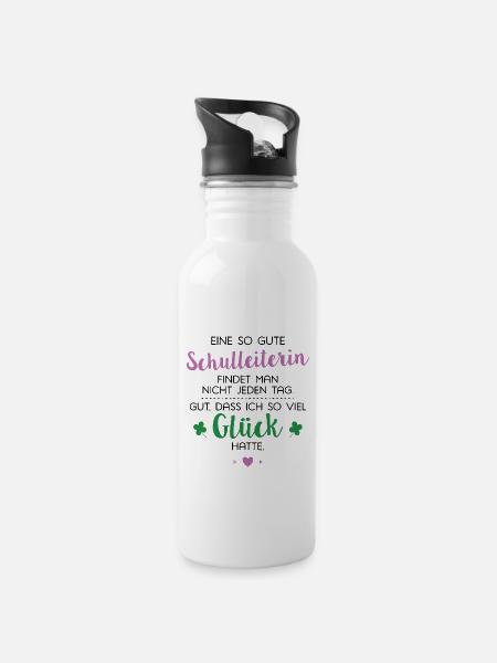 Ich hatte Glück Schulleiterin Geschenk Spruch - Trinkflasche mit integriertem Trinkhalm - Weiß