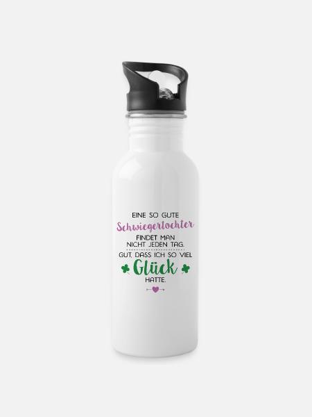 Ich hatte Glück Schwiegertochter Geschenk Spruch - Trinkflasche mit integriertem Trinkhalm - Weiß