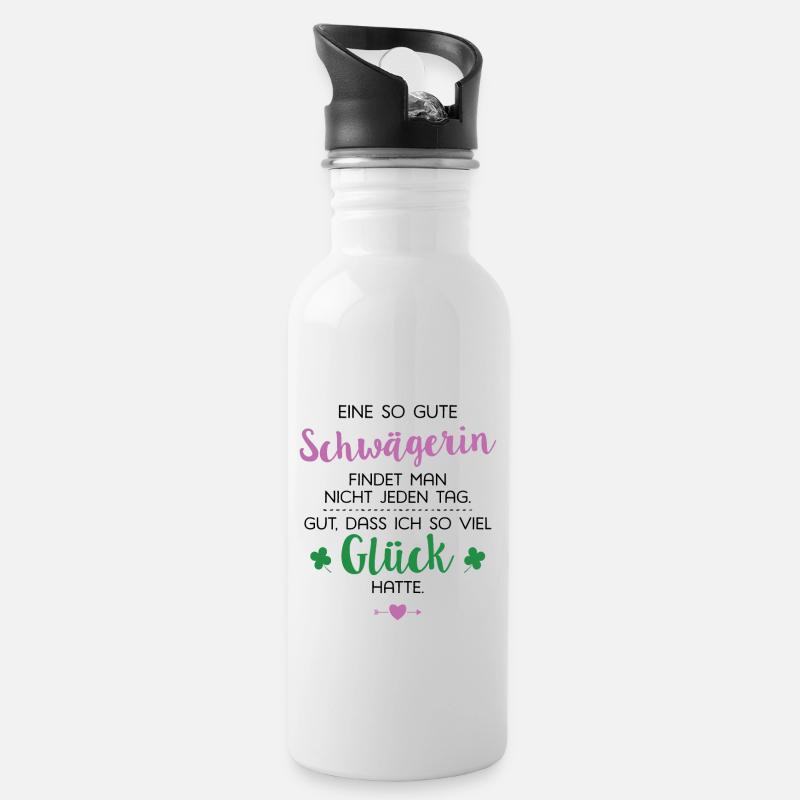 Ich hatte Glück Schwägerin Geschenk Spruch - Trinkflasche mit integriertem Trinkhalm - Weiß