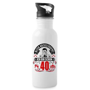 40. Geburtstag Mann Geschenk lustig Geburtstag 40 - Trinkflasche mit integriertem Trinkhalm - Weiß - Rechts