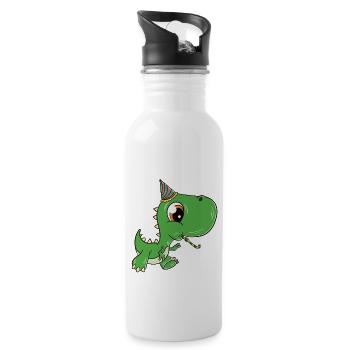 Enfant de l’école T-Rex Dino Jeune Scolarisation - Gourde avec paille intégrée - blanc - Droite