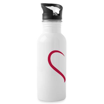 Amour - Coeur - Rouge - Gourde avec paille intégrée - blanc - Droite