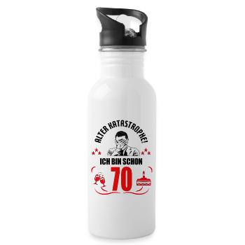 70. Geburtstag Mann Geschenk lustig Geburtstag 70 - Trinkflasche mit integriertem Trinkhalm - Weiß - Rechts