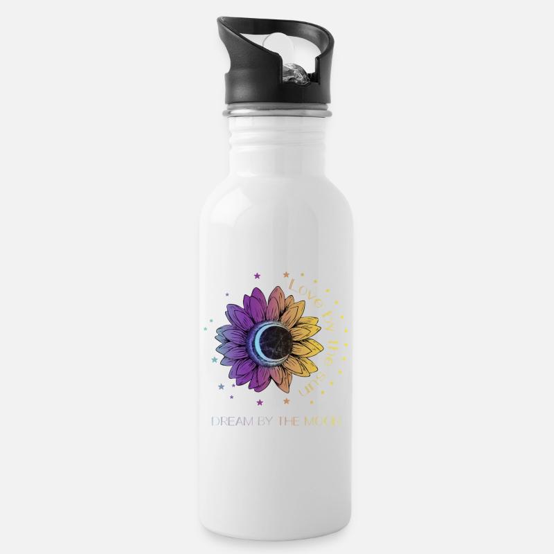 Boho Bohemian Spirituelles Geschenk - Trinkflasche mit integriertem Trinkhalm - Weiß