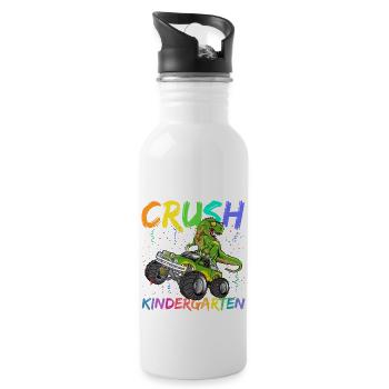 I m Ready To Crush kindergarten dinosur T Rex - Trinkflasche mit integriertem Trinkhalm - Weiß - Rechts