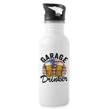 Garage Drinker Funny Beer Drinking - Water bottle with straw - white - Right