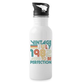 Vintage Perfektion im Juli 1982 - Trinkflasche mit integriertem Trinkhalm - Weiß - Rechts