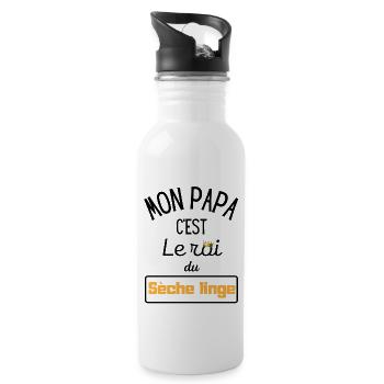 Mon papa c'est le roi du sèche-linge - Gourde avec paille intégrée - blanc - Droite