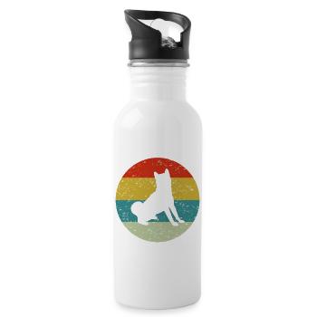 shiba inu vintage - Gourde avec paille intégrée - blanc - Droite