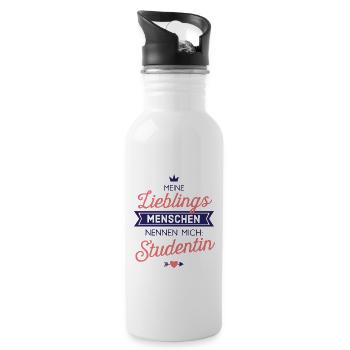 Lieblingsmenschen Studentin Geschenk Spruch - Trinkflasche mit integriertem Trinkhalm - Weiß - Rechts