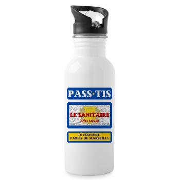 pass sanitaire pass tis pastis de marseille humour - Gourde avec paille intégrée - blanc - Droite