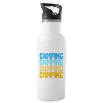 Camping Camping Camping Lustiger Spruch - Trinkflasche mit integriertem Trinkhalm - Weiß - Rechts
