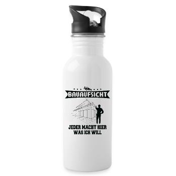 Bauaufsicht Jeder Macht Was Ich Will Bauherr - Trinkflasche mit integriertem Trinkhalm - Weiß - Rechts