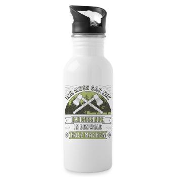 IN DEN WALD HOLZ MACHEN - Trinkflasche mit integriertem Trinkhalm - Weiß - Rechts