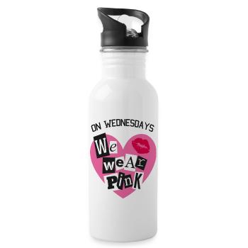 On Wednesdays We Wear Pink Burn Book Font - Trinkflasche mit integriertem Trinkhalm - Weiß - Rechts