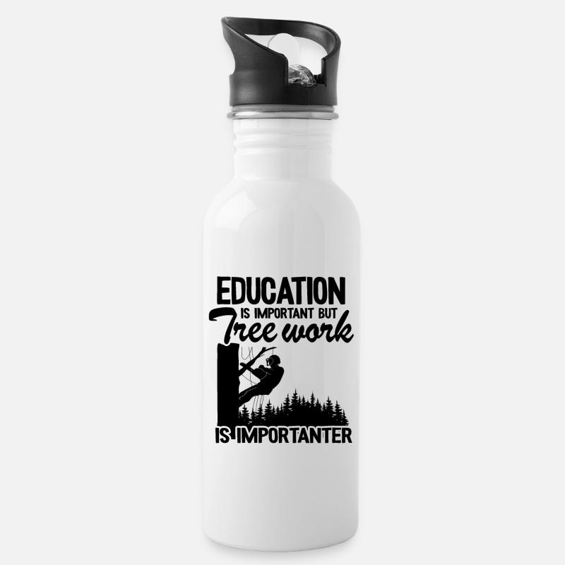 Baumpfleger Geschenk Baumkletterer Forstwirt - Trinkflasche mit integriertem Trinkhalm - Weiß