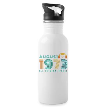 vintage im August 1973 Geschenkidee - Trinkflasche mit integriertem Trinkhalm - Weiß - Rechts