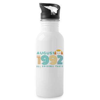 Né en Août 1992 Vintage cadeau - Gourde avec paille intégrée - blanc - Droite