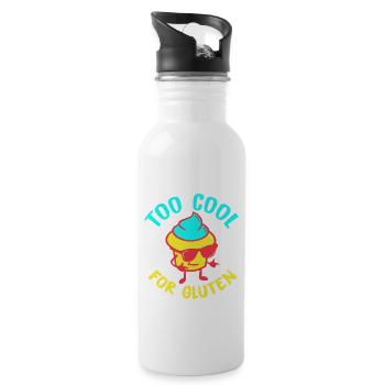 Too Cool For Gluten - Gluten-free saying - Water bottle with straw - white - Right