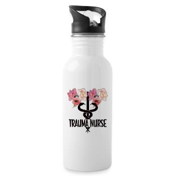 Trauma-Krankenschwester Traumatologie Pflegerin - Trinkflasche mit integriertem Trinkhalm - Weiß - Rechts