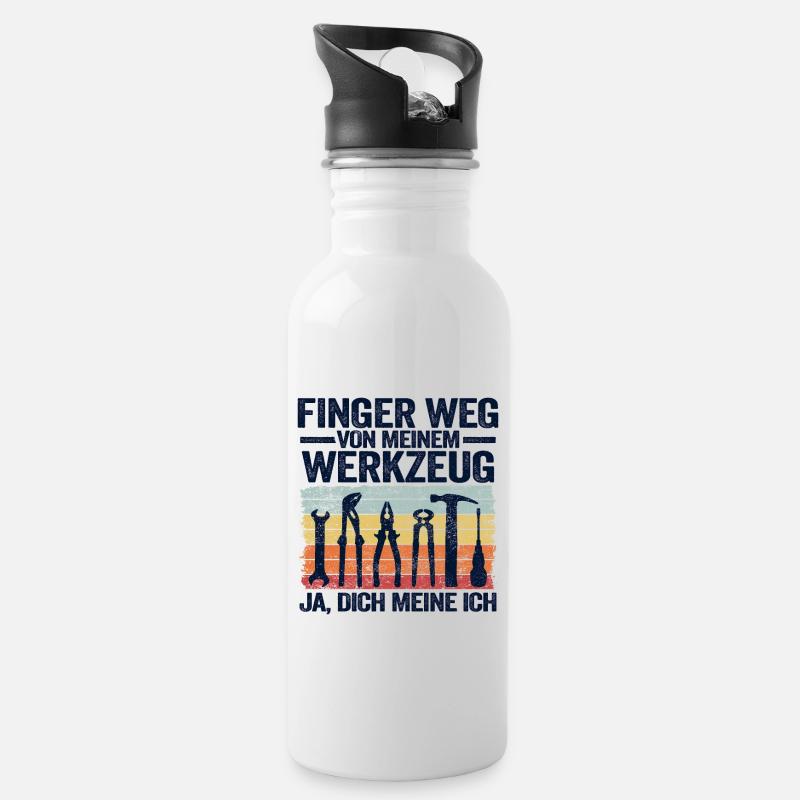 Handwerker Vatertag Geschenk Papa Lustig KFZ Auto - Trinkflasche mit integriertem Trinkhalm - Weiß