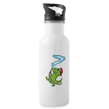 7th Birthday Dinosaur Fire Brigade Gift - Water bottle with straw - white - Right