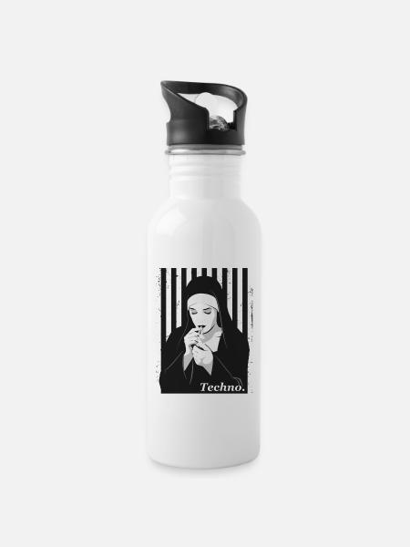 Speedcore Gabber Frenchcore Schranz Hardtekk Rave - Trinkflasche mit integriertem Trinkhalm - Weiß