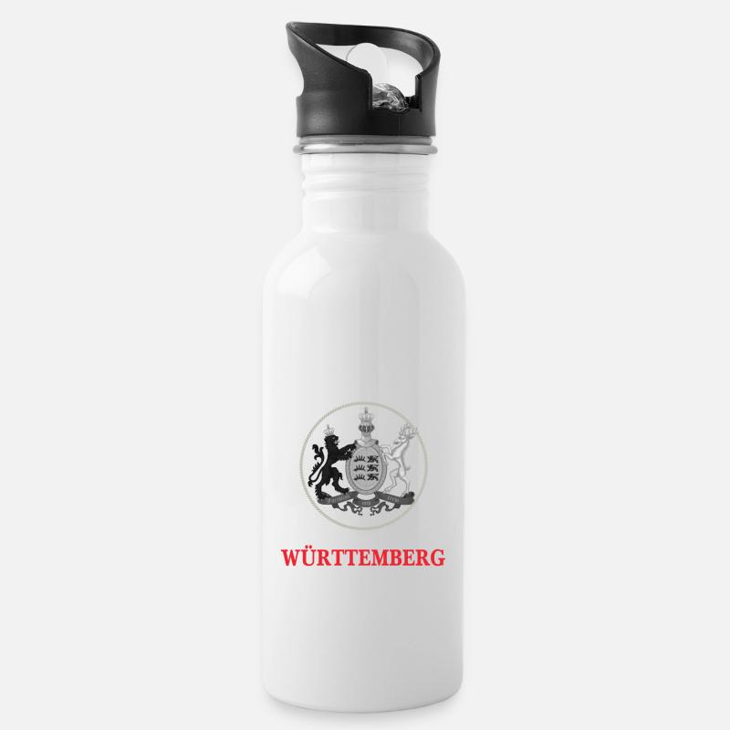 Unterschätze niemals einen Mann aus Württemberg - Trinkflasche mit integriertem Trinkhalm - Weiß