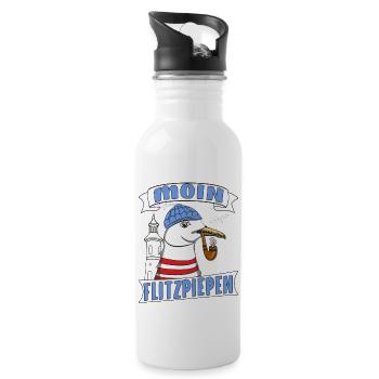 MÖWE MOIN FLITZPIEPEN - Trinkflasche mit integriertem Trinkhalm - Weiß - Rechts
