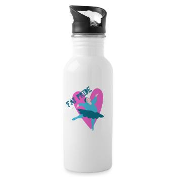 Fat Pride! Happy fat woman dancing - Water bottle with straw - white - Right