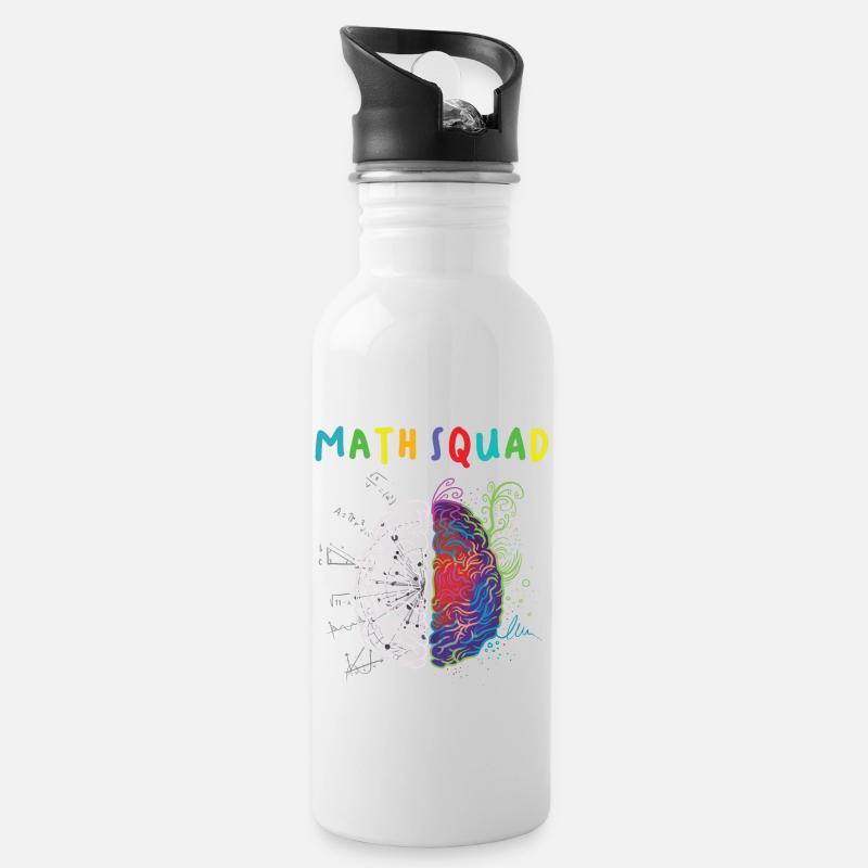 Math Squad Math Professeur de cerveau artistique et logique - Gourde avec paille intégrée - blanc