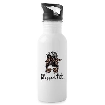 Titi Aunt Mother's Day Gift Proud Titi Aunt - Water bottle with straw - white - Right