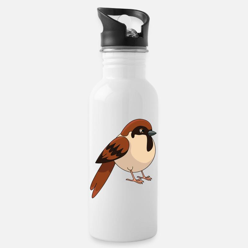 Spatz - Trinkflasche mit integriertem Trinkhalm - Weiß